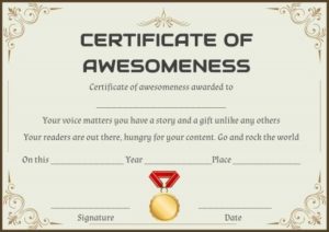 Certificate of Awesomeness Word Template