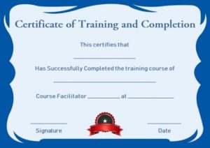 Certificate of Training Completion Template Free