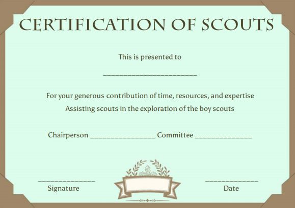 Cub Scout Adventure Pocket Certificate Template