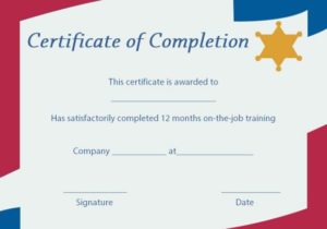 On the Job Training Certificate of Completion Template