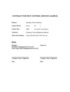 CONTRACT FOR PEST CONTROL SERVICE