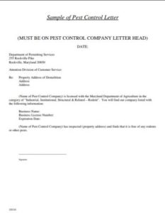 Sample Of Pest Control Letter