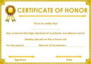 Distinguished Honor Roll Certificate