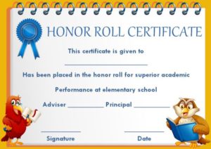 Honor Roll Certificates for Elementary School