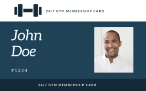 Photo shows an example of a blue gym membership card